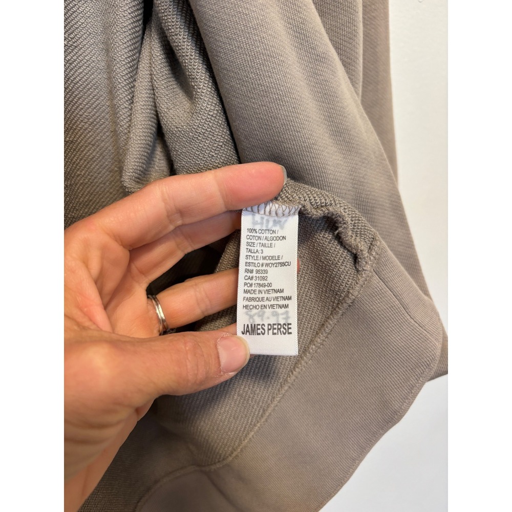 Standard James Perse Taupe Cotton Open‎ Front Hooded Sweatshirt Cardigan Size 3 - Picture 6 of 7
